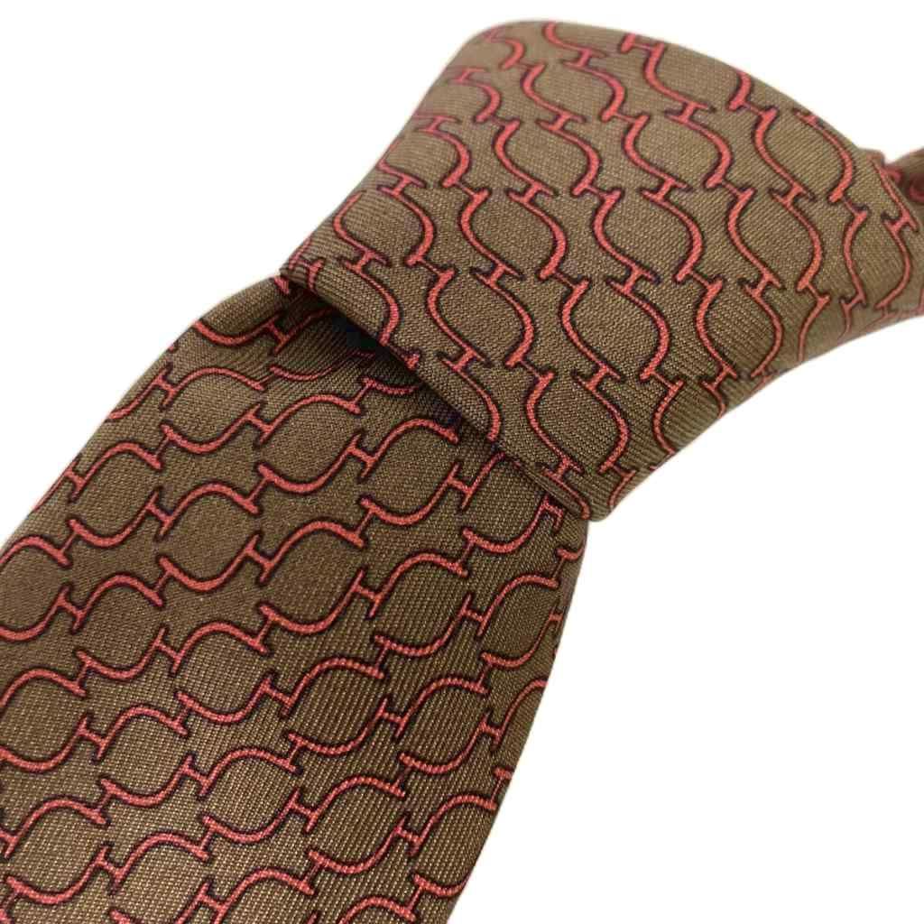 エルメス HERMES 総柄 ネクタイ シルク 745FA ブラウン ☆AA☆ - メルカリ