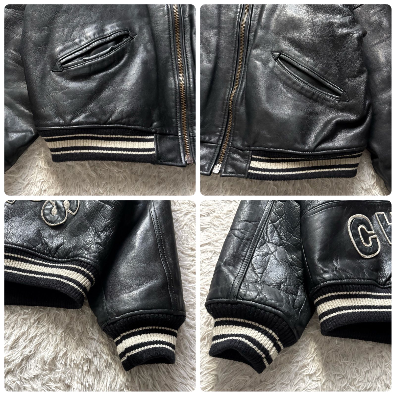 AVIREX アヴィレックス 50周年限定レザージャケット 豪華刺繍 黒