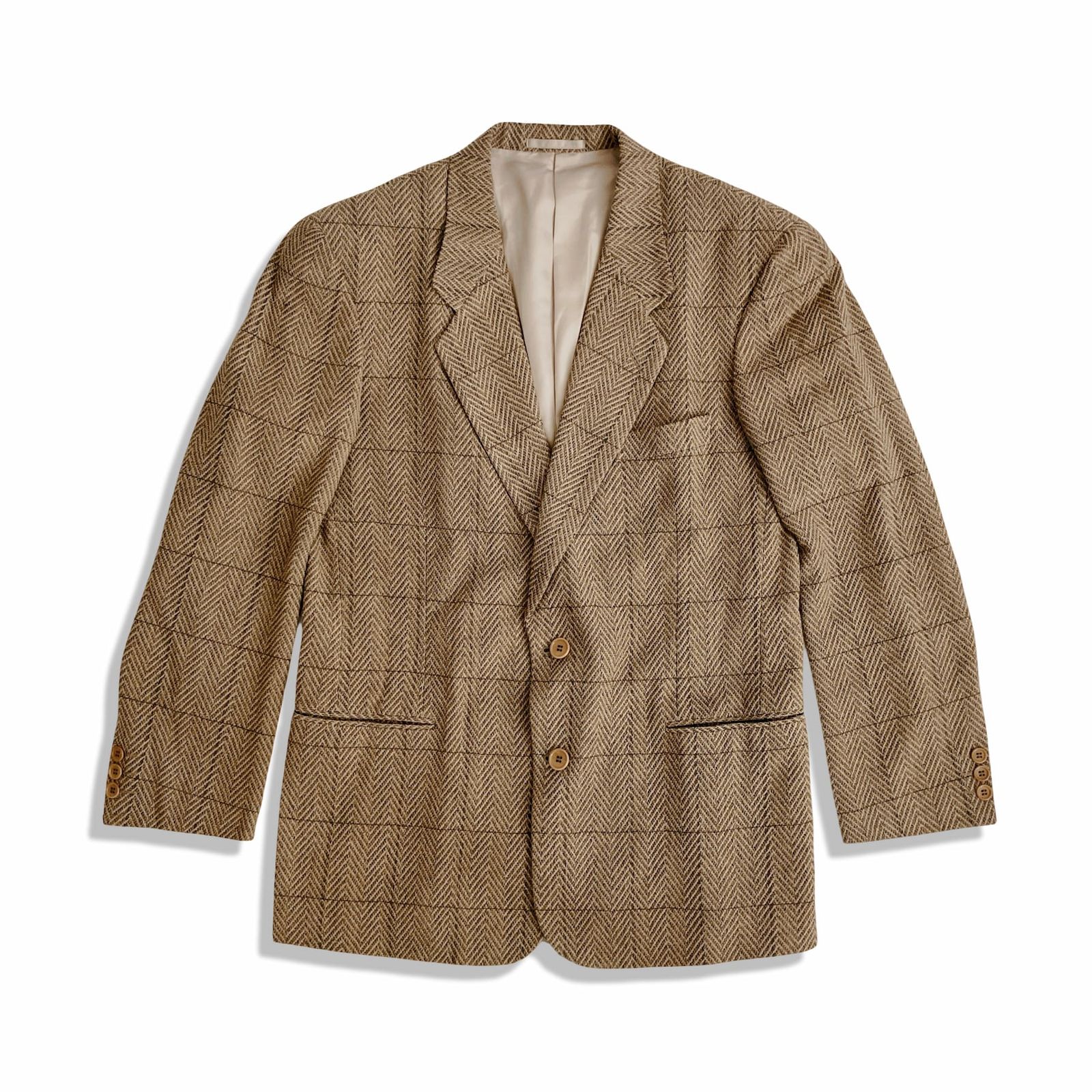 EMPORIO ARMANI エンポリオ アルマーニ チェック柄 シルクブレンド シングルブレスト ジャケット size 50 ブラウン メンズ EMPORIO ARMANI エンポリオ アルマーニ チェック柄 シルクブレンド