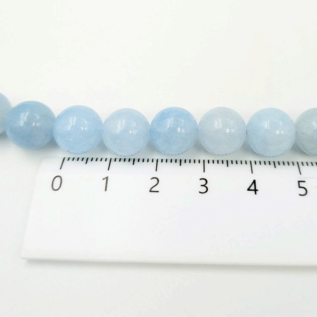 アクアマリン ラウンド 10mm 天然石 連売り 1連37cm 38粒 藍石 ビーズ