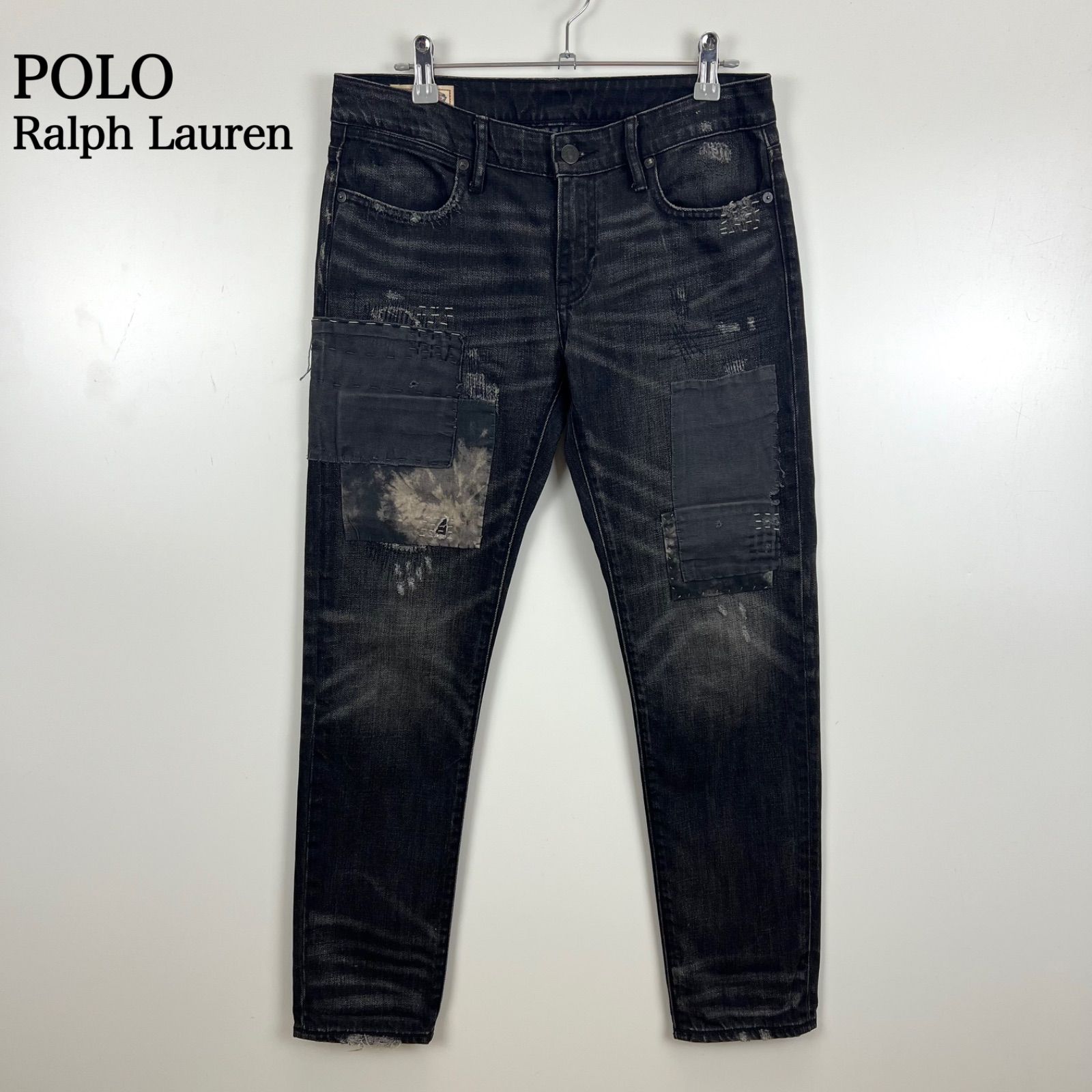 POLO Ralph Lauren Rare Astor boyfriend SASHIKO patch damaged black 