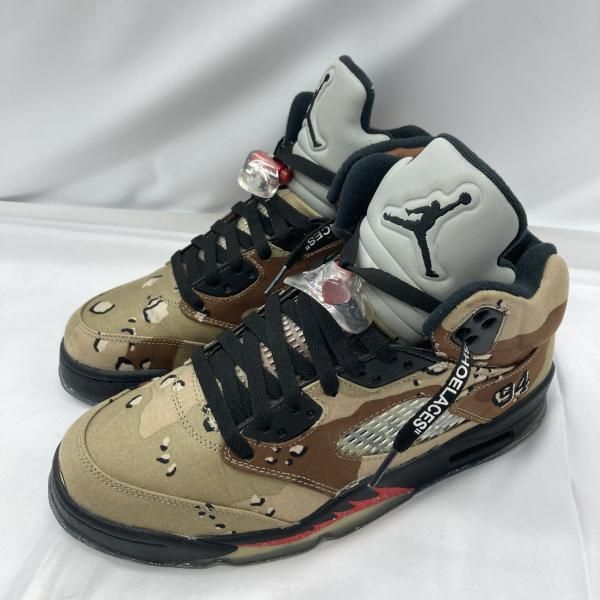 【中古】SUPREME×NIKE AIR JORDAN 5 Retro Desert Camo サイズ26.5cm 824371-201 △シューレース非純正 シュプリーム ナイキ[19][240019522960] 中古】SUPREME×NIKE AIR JORDAN 5 Retro Desert Camo サイズ26.5cm