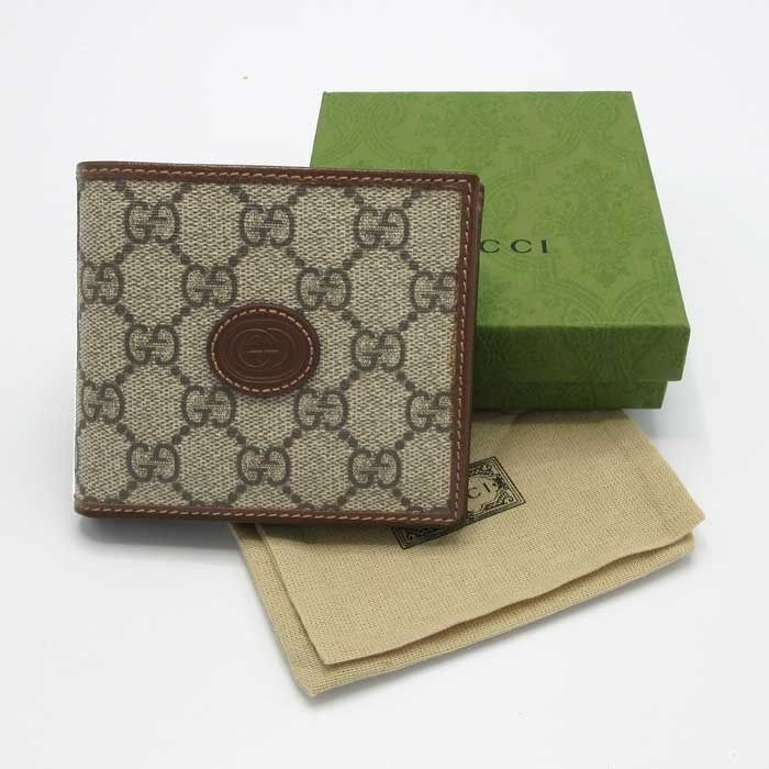 新品】グッチ 財布 二つ折り財布 (小銭入れ有り) GUCCI INTERLOCKING G
