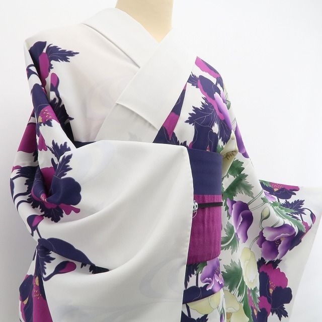 ❁tomihisa❁新品 撫松庵 片寄せポピー セオアルファ 洗える夏着物