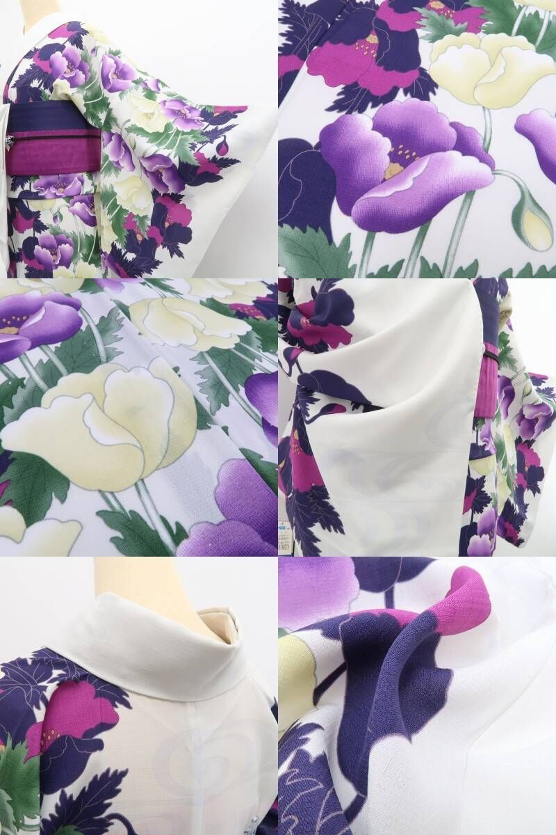 ❁tomihisa❁新品 撫松庵 片寄せポピー セオアルファ 洗える夏着物