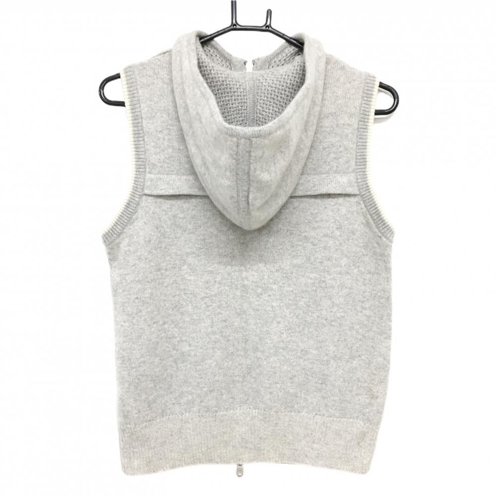 美品】ランバンスポール フード付ニットベスト 杢ライトグレー