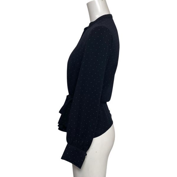 ◇ 未使用 アナイ ANAYI ドット柄ブラウス シャツ 長袖 スタンドカラー