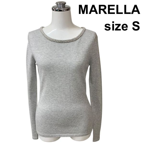 ◇ マレーラ MARELLA トップス ラウンドネック ピーズ使い 長袖