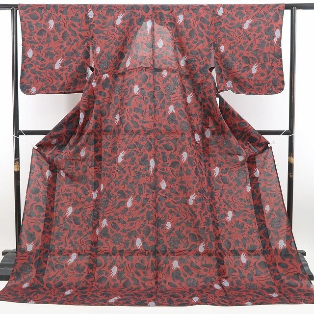 ❁tomihisa❁新品 撫松庵 妖怪シルエット セオアルファ 洗える夏着物