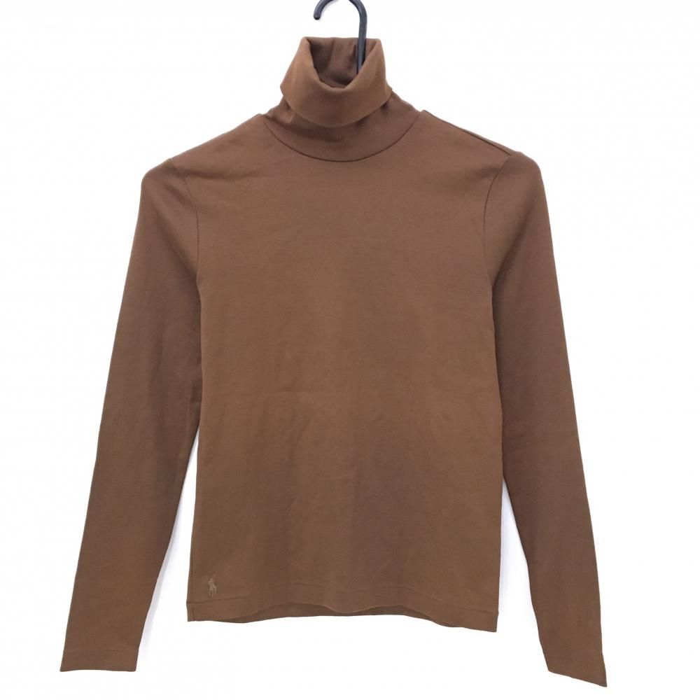超美品】ラルフローレン 長袖タートルネックシャツ ブラウン 無地