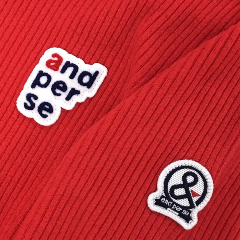 美品】アンパスィ タートルネックセーター レッド リブ編み ワッペン