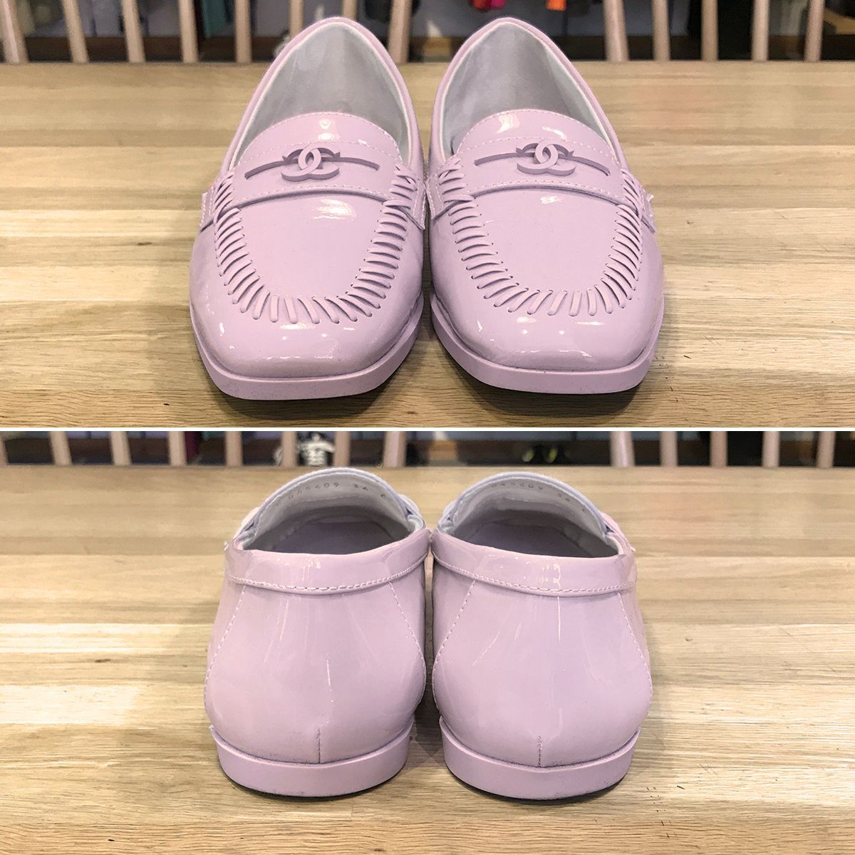 超美品 シャネル ココマーク モカシン ローファー パテントレザー