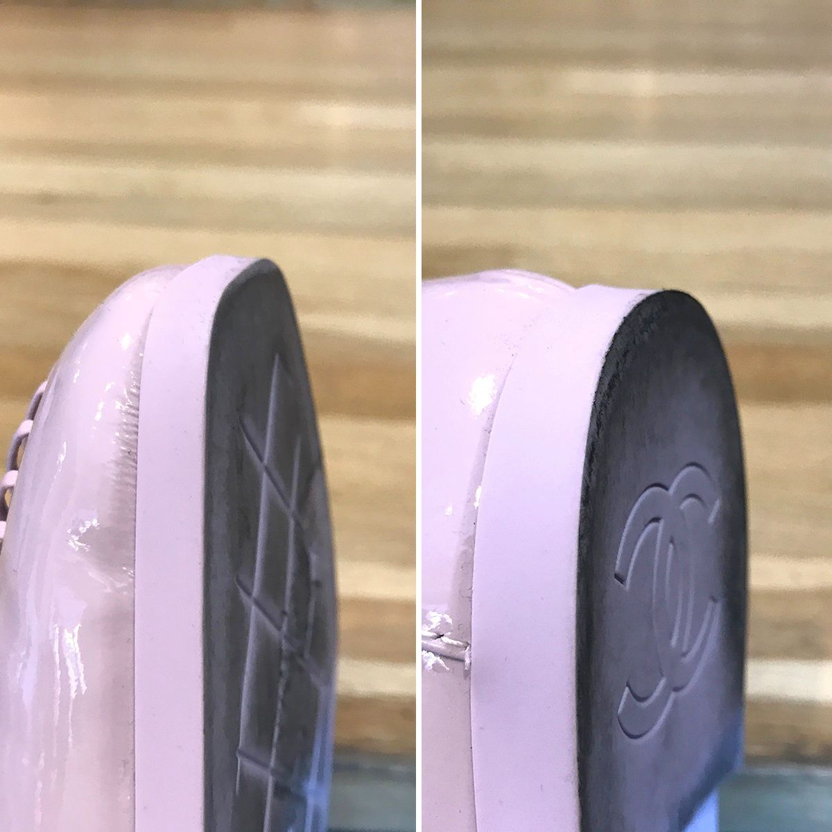 超美品 シャネル ココマーク モカシン ローファー パテントレザー