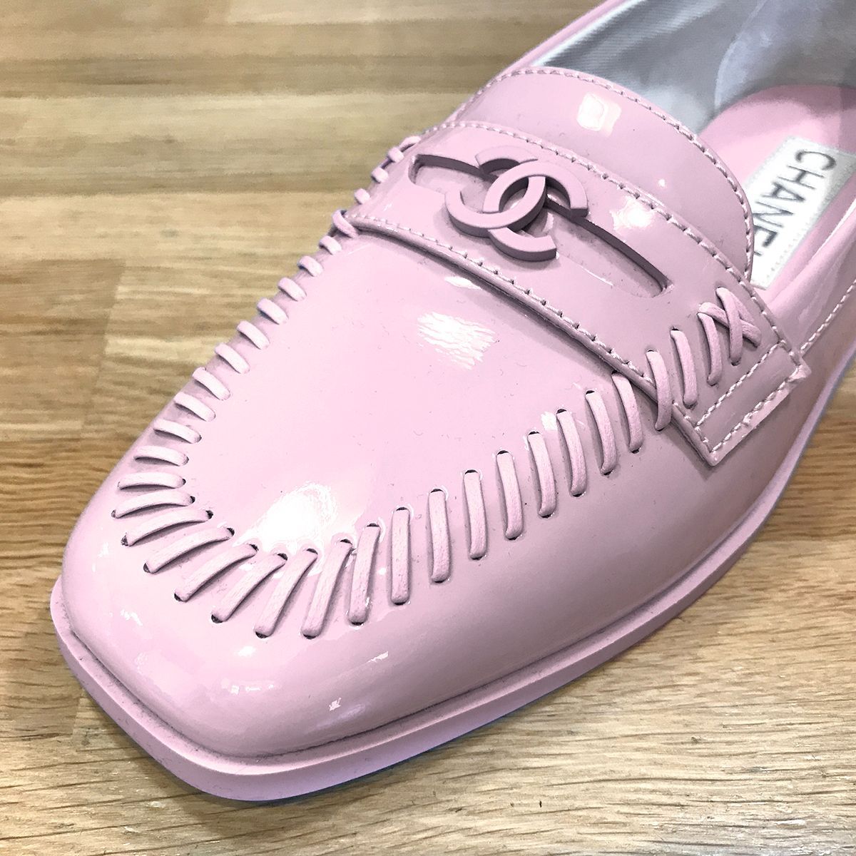 超美品 シャネル ココマーク モカシン ローファー パテントレザー