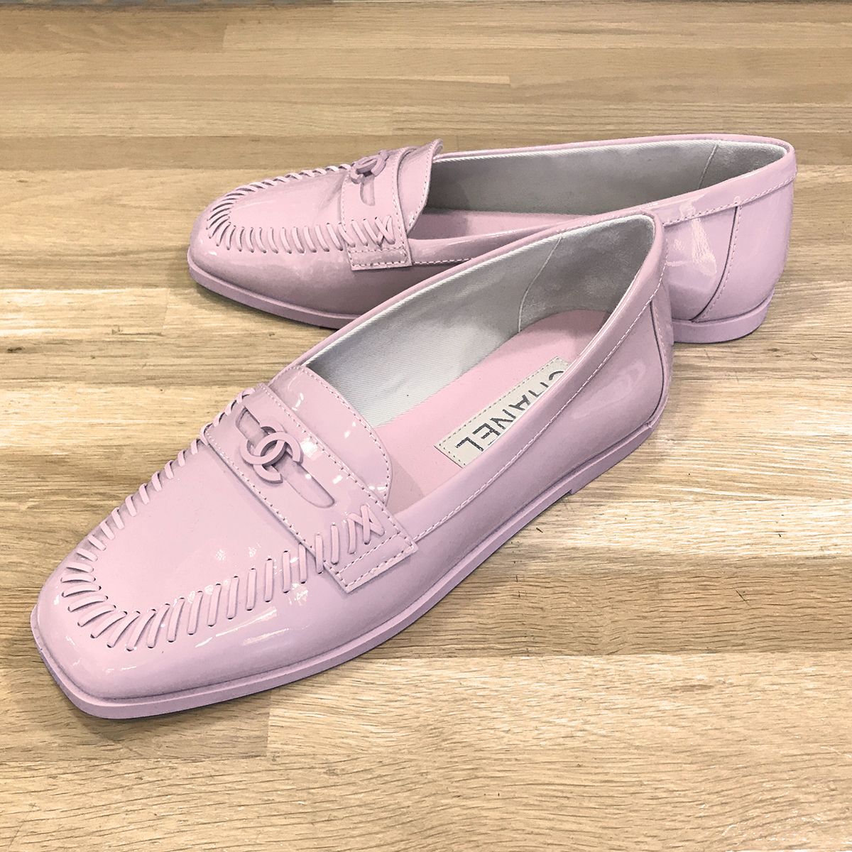 超美品 シャネル ココマーク モカシン ローファー パテントレザー