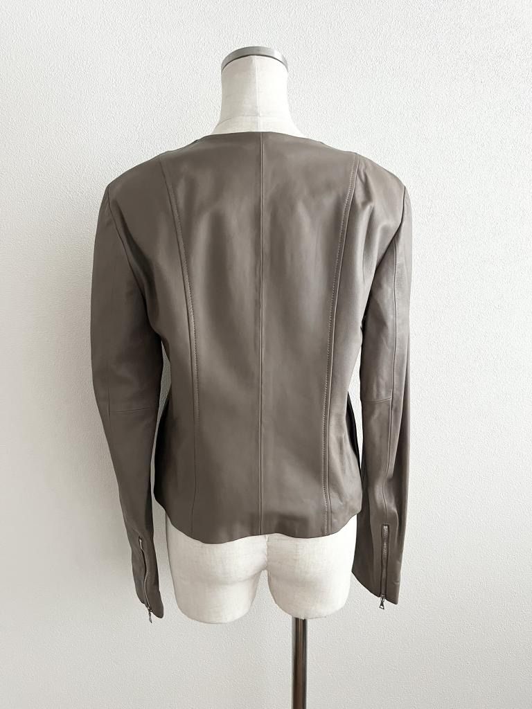 theory セオリー ノーカラーラムレザージャケット M（L相当) ブラウン