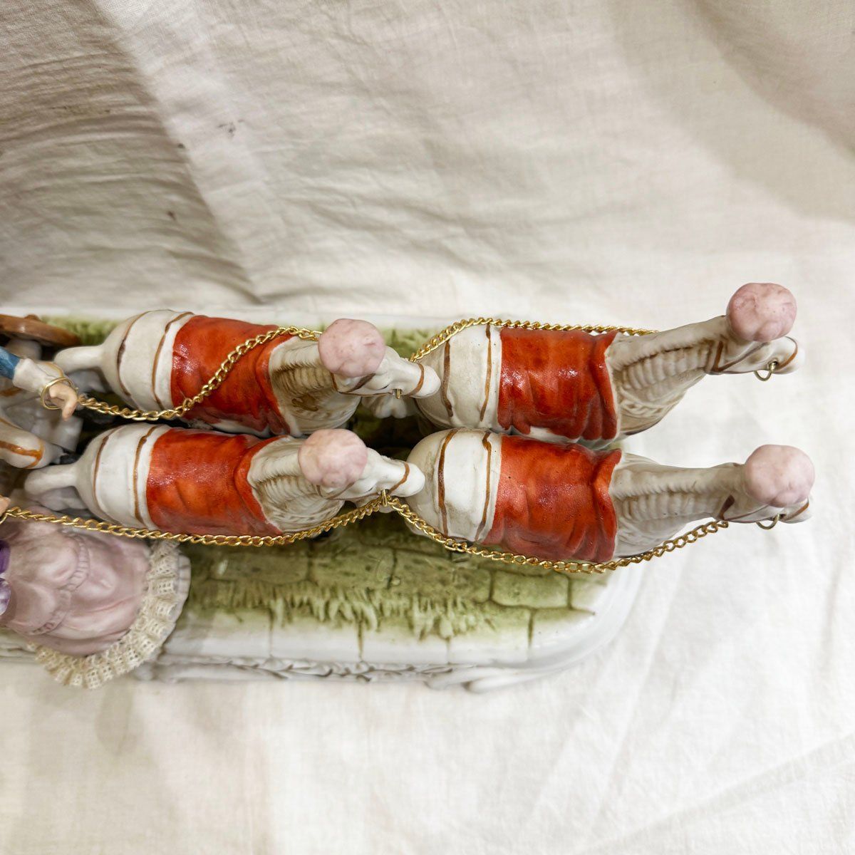 中古○瀬戸マイセン フィギュリン 馬車○加藤工芸 陶器製 4頭立て馬車