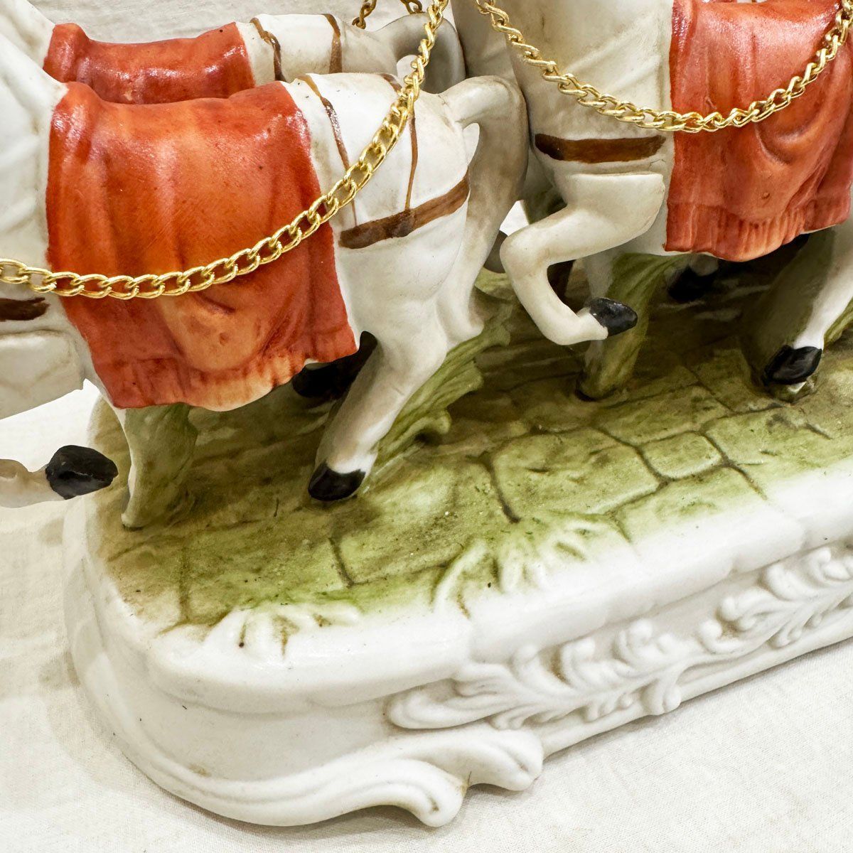 中古○瀬戸マイセン フィギュリン 馬車○加藤工芸 陶器製 4頭立て馬車