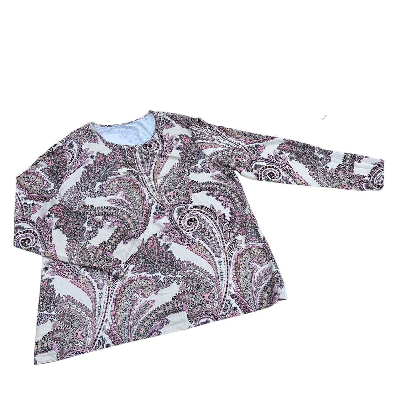 Leilian レリアン G.BINDA トップス 長袖 カットソー ペイズリー柄 17+