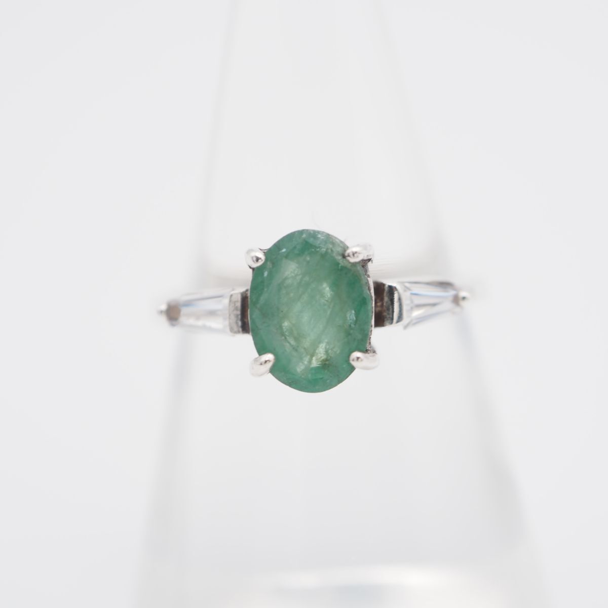 L348 グリーンストーン ダイヤモンド風 925SV刻印 リング デザイン