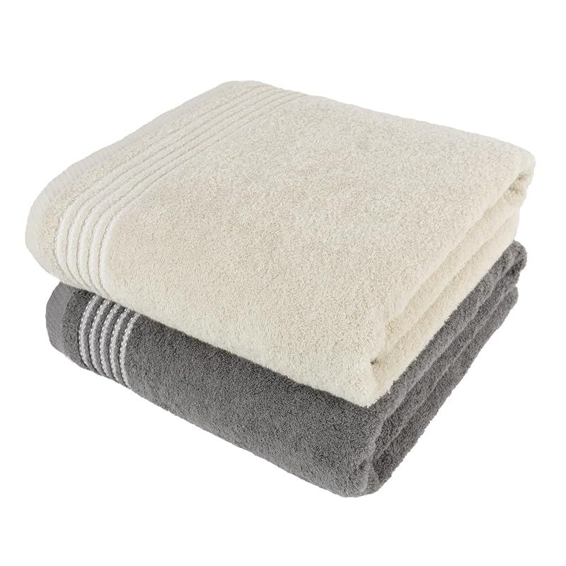 【新着商品】オルタ(oruTa) 泉州タオル バスタオル 2枚セット 肌に優しい シルキータッチ 速乾 綿 日本製 薄手 瞬間吸水 73×133cm アソートB（チャコール・ベージュ）