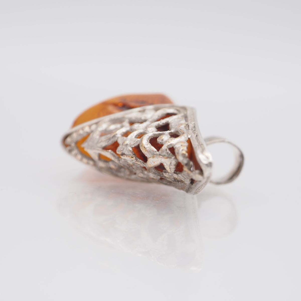 L279 琥珀 コハク アンバー ペンダント トップ シルバー デザイン