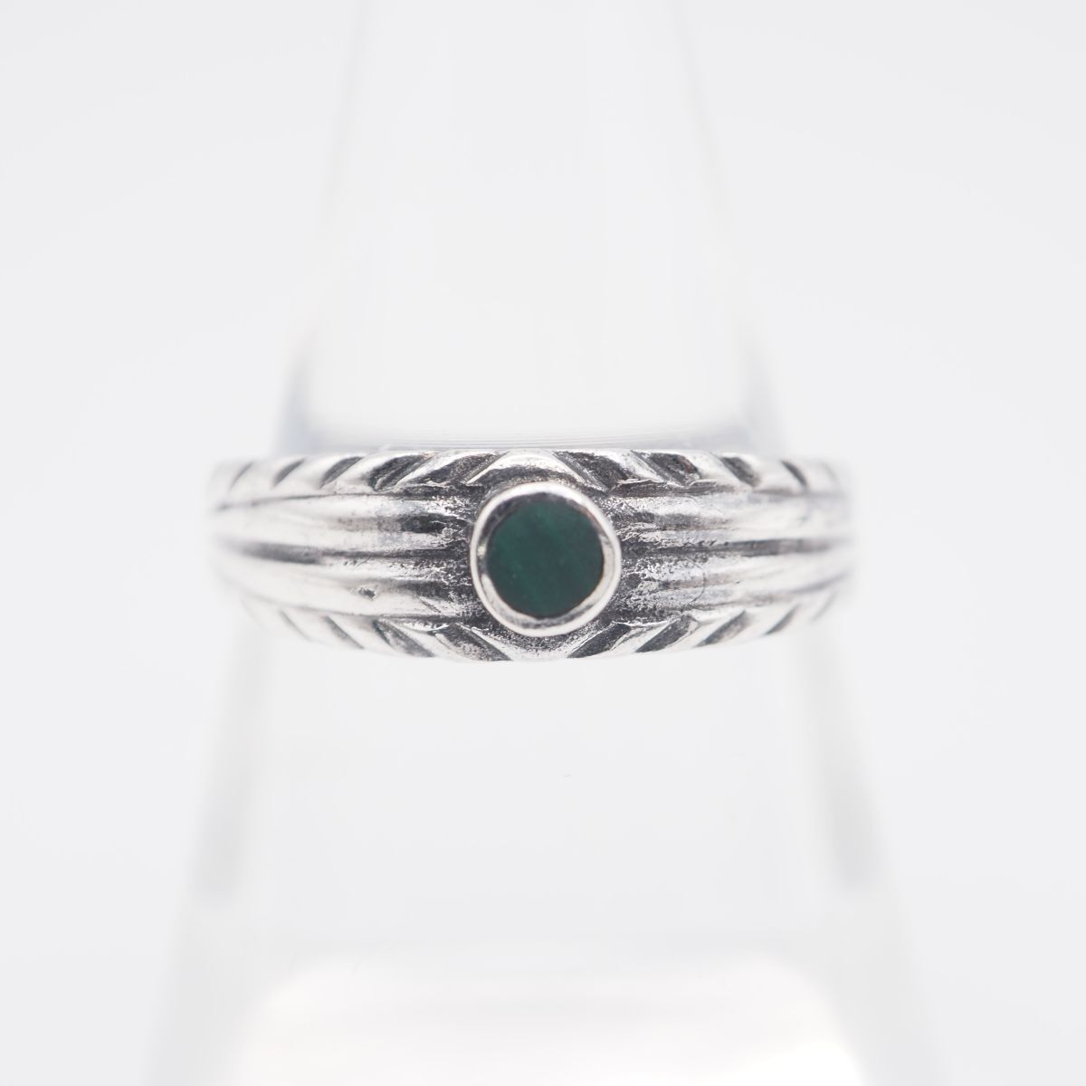 L338 グリーンストーン風 925刻印 リング インレイ デザイン シルバー