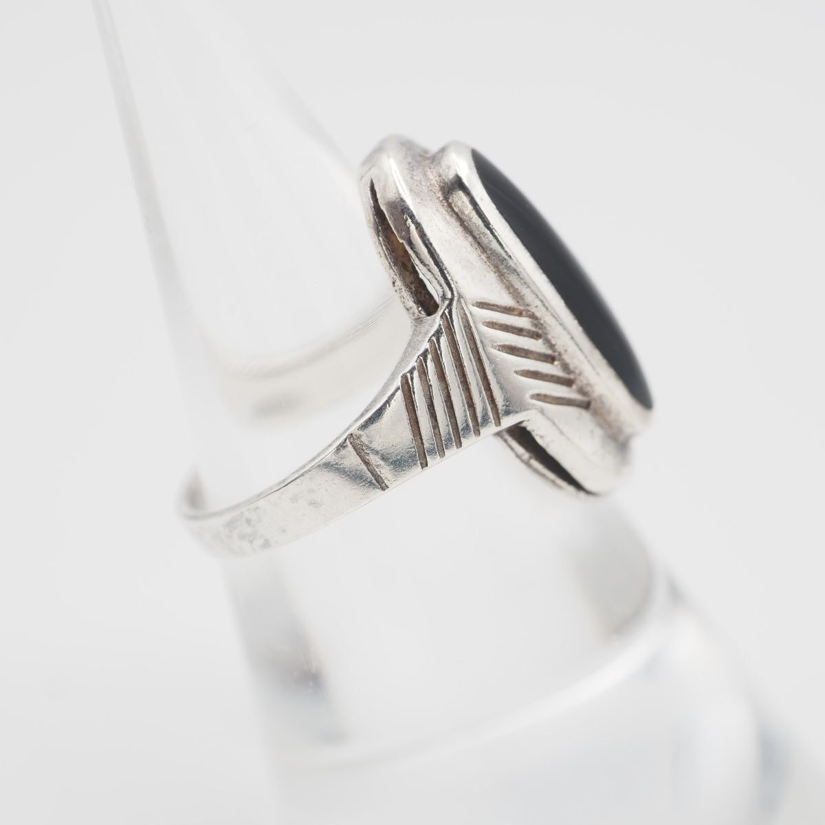 L301 オニキス風 925 THAI刻印 リング デザイン シルバー 指輪