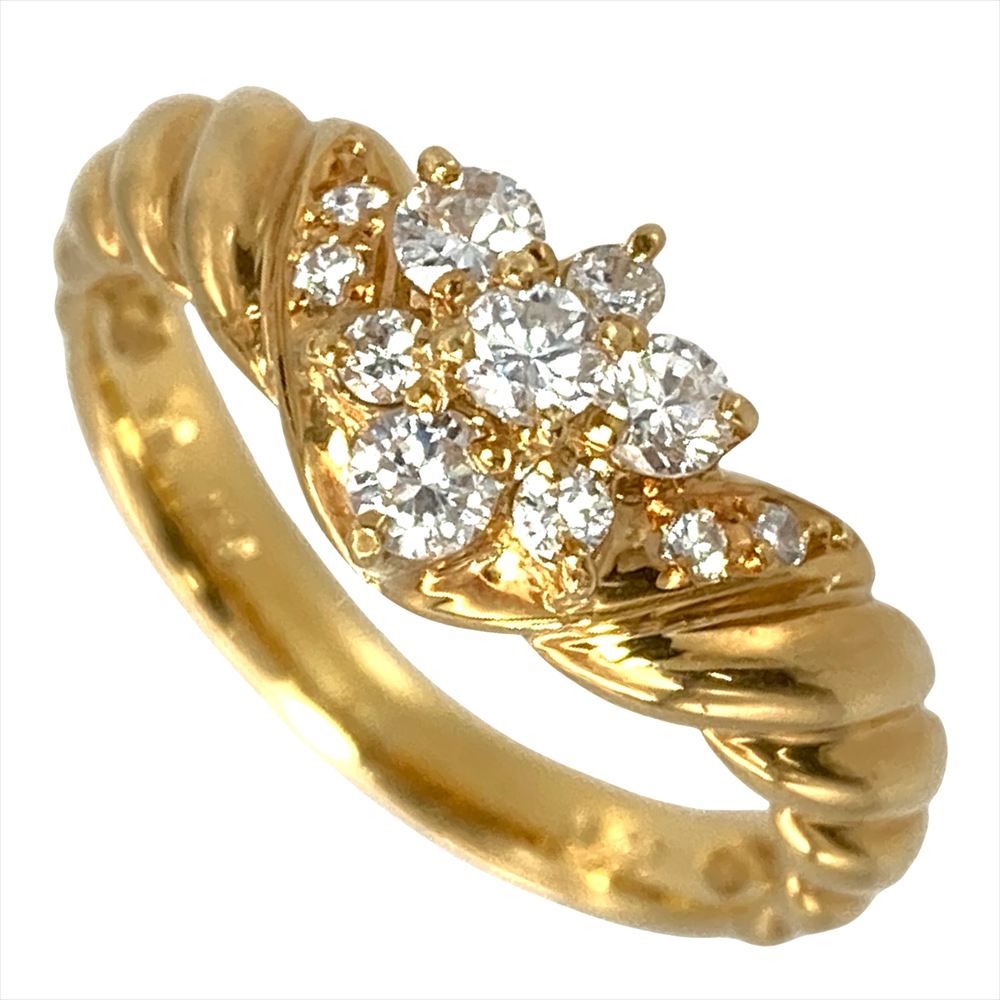 タサキ TASAKI フラワー リング 指輪 ダイヤモンド 0.30ct 約10号 
