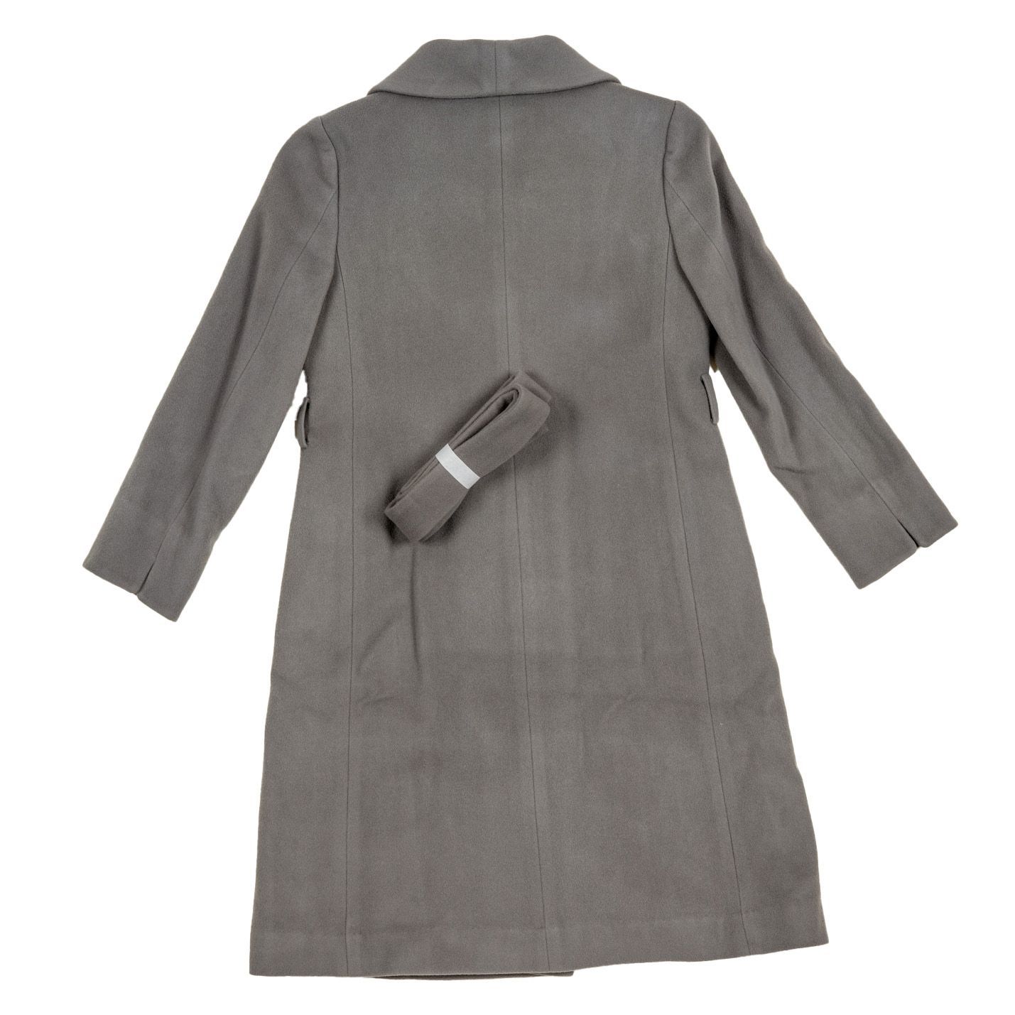 SunaUna スーナウーナ ウール100% ロングコート レース装飾 グレー 34