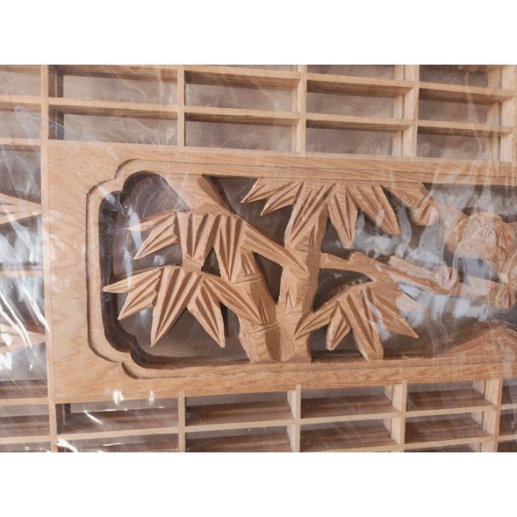 訳あり】薄型組子彫刻欄間 アンティーク建具 2枚 セット 1820(6尺