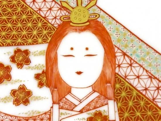 赤絵細描立雛文 山本芳岳先生作