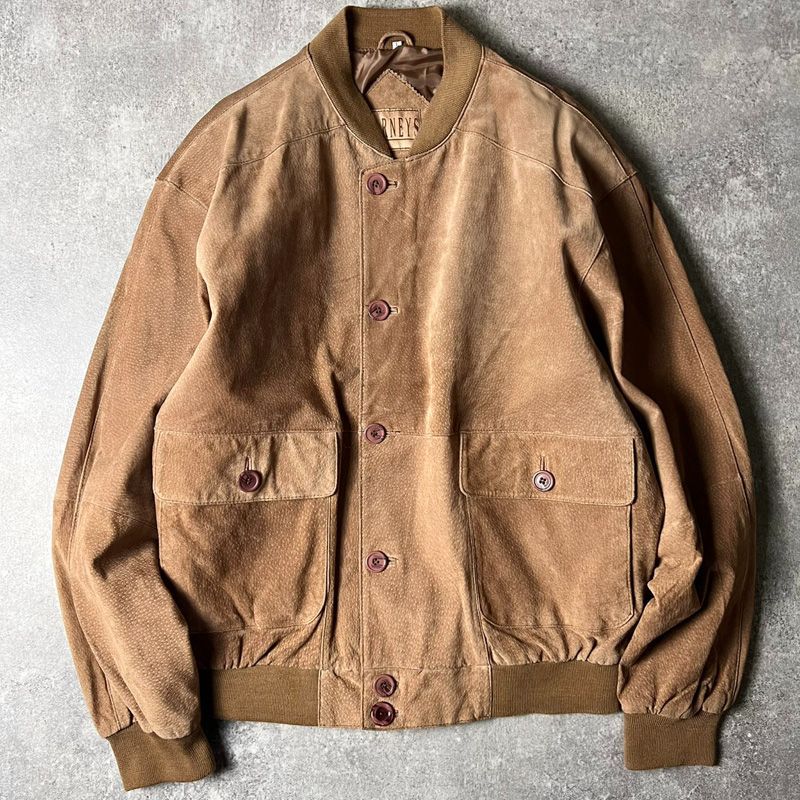 90s BARNEYS A-1 フライト タイプ 本革 ピッグスキン スエード レザー