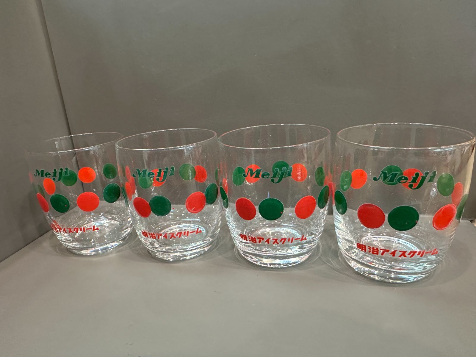 昭和レトロ 明治アイスクリーム ノベルティグラス 4個セット 希少