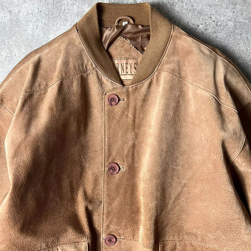 90s BARNEYS A-1 フライト タイプ 本革 ピッグスキン スエード レザー