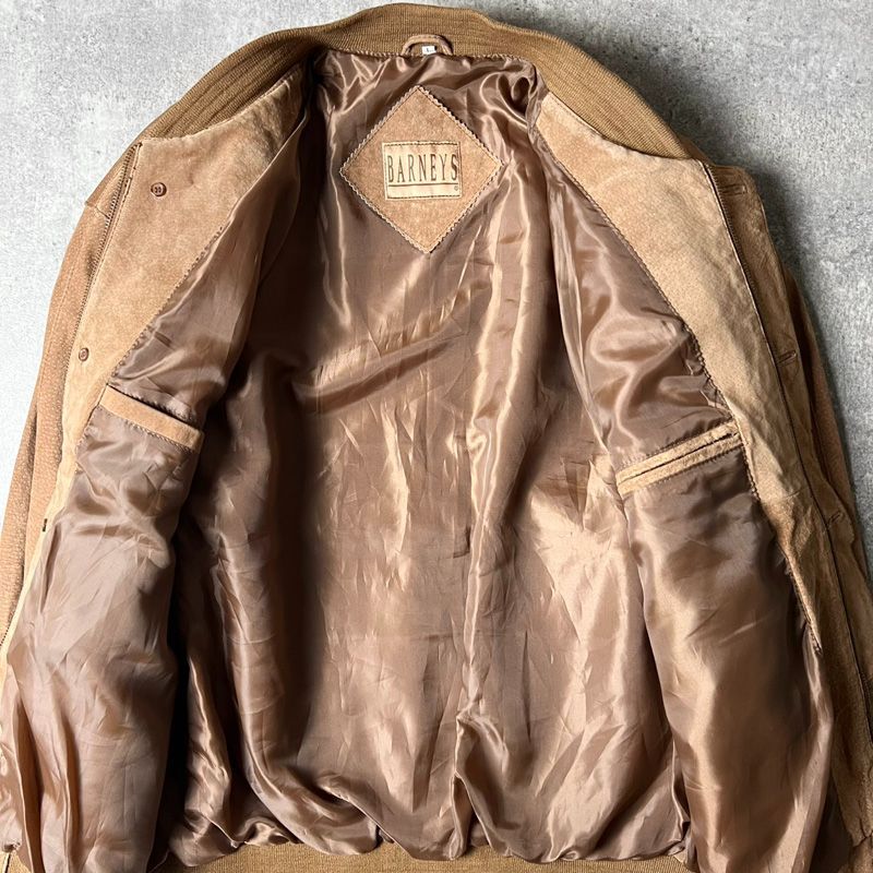 90s BARNEYS A-1 フライト タイプ 本革 ピッグスキン スエード レザー