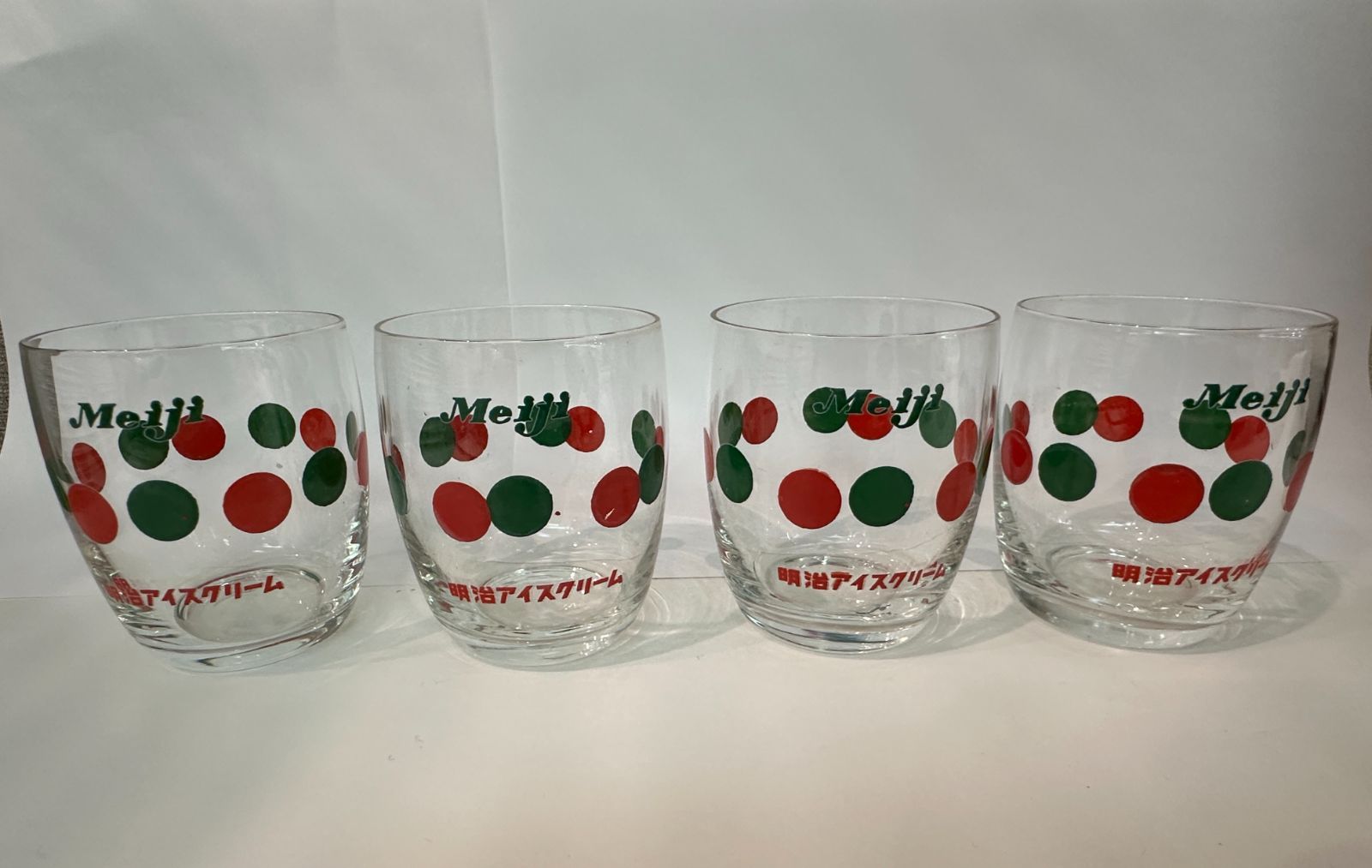 昭和レトロ 明治アイスクリーム ノベルティグラス 4個セット 希少
