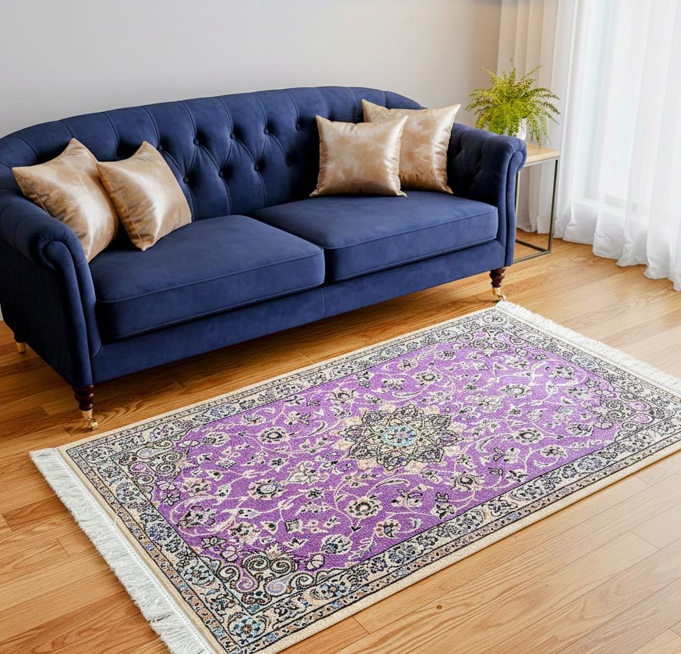 ペルシャ絨毯 ナイン産 シルク＆ウール 本物 手織り イラン産 玄関