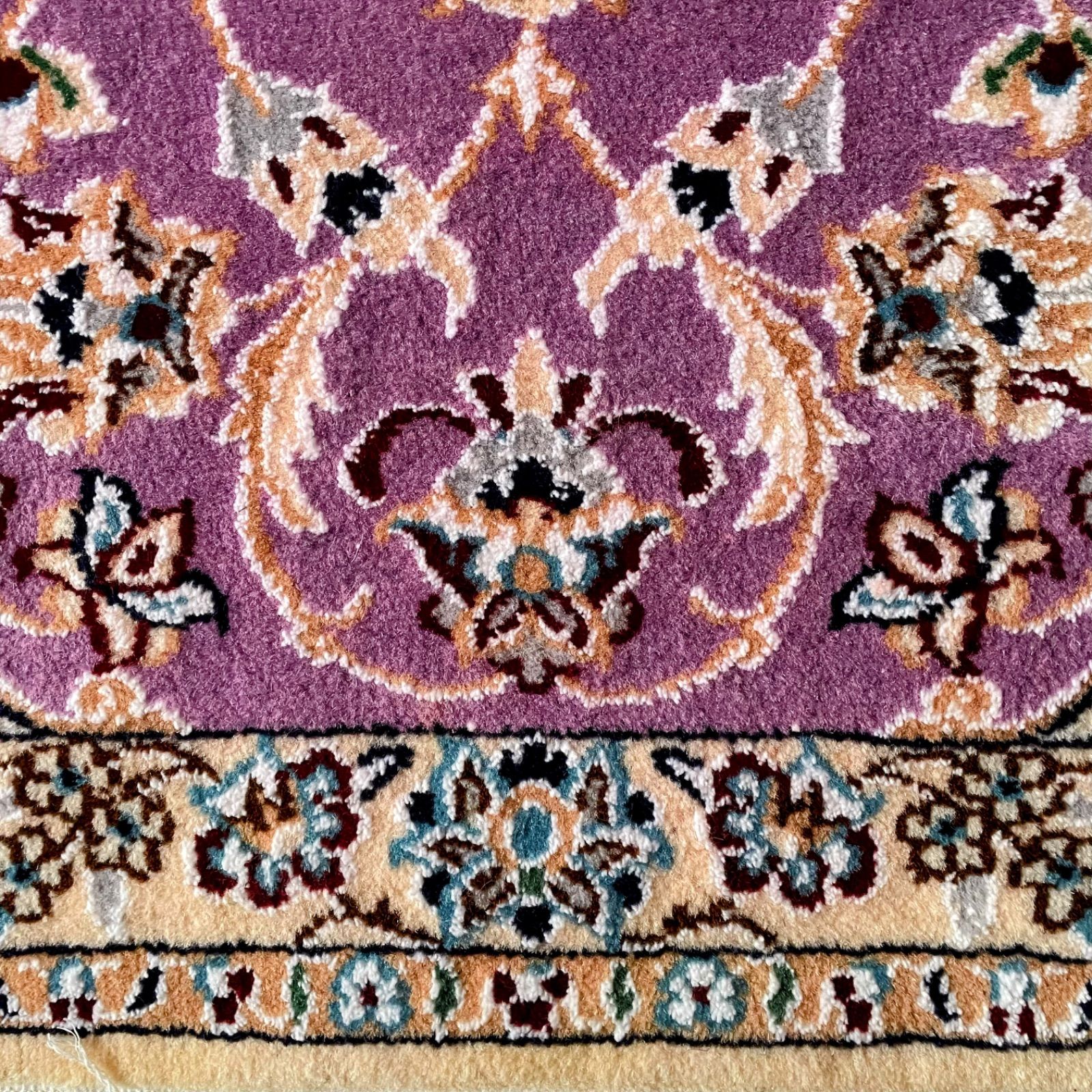 ペルシャ絨毯 ナイン産 シルク＆ウール 本物 手織り イラン産 玄関