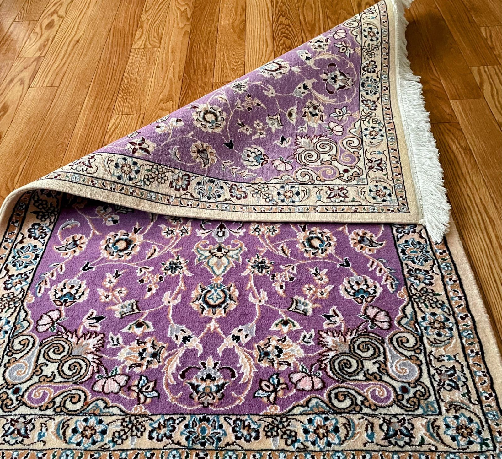 専用Y2000 ペルシャ絨毯 イラン ナイン産 ウール 手織り 127×90㎝ ペルシャ絨毯 ナイン産 シルク＆ウール 本物 手織り イラン産 玄関