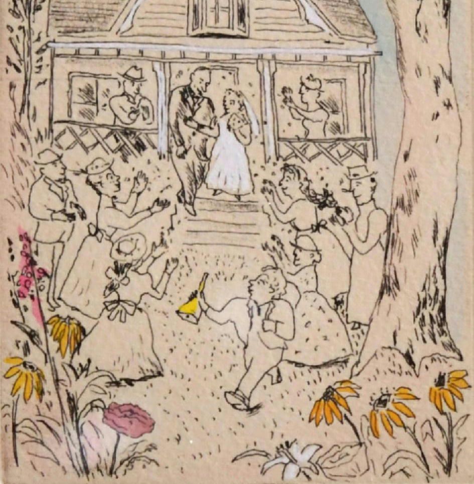 山本容子 「wedding」銅版画 手彩色 真作保証 1992年制作 新品 限定40