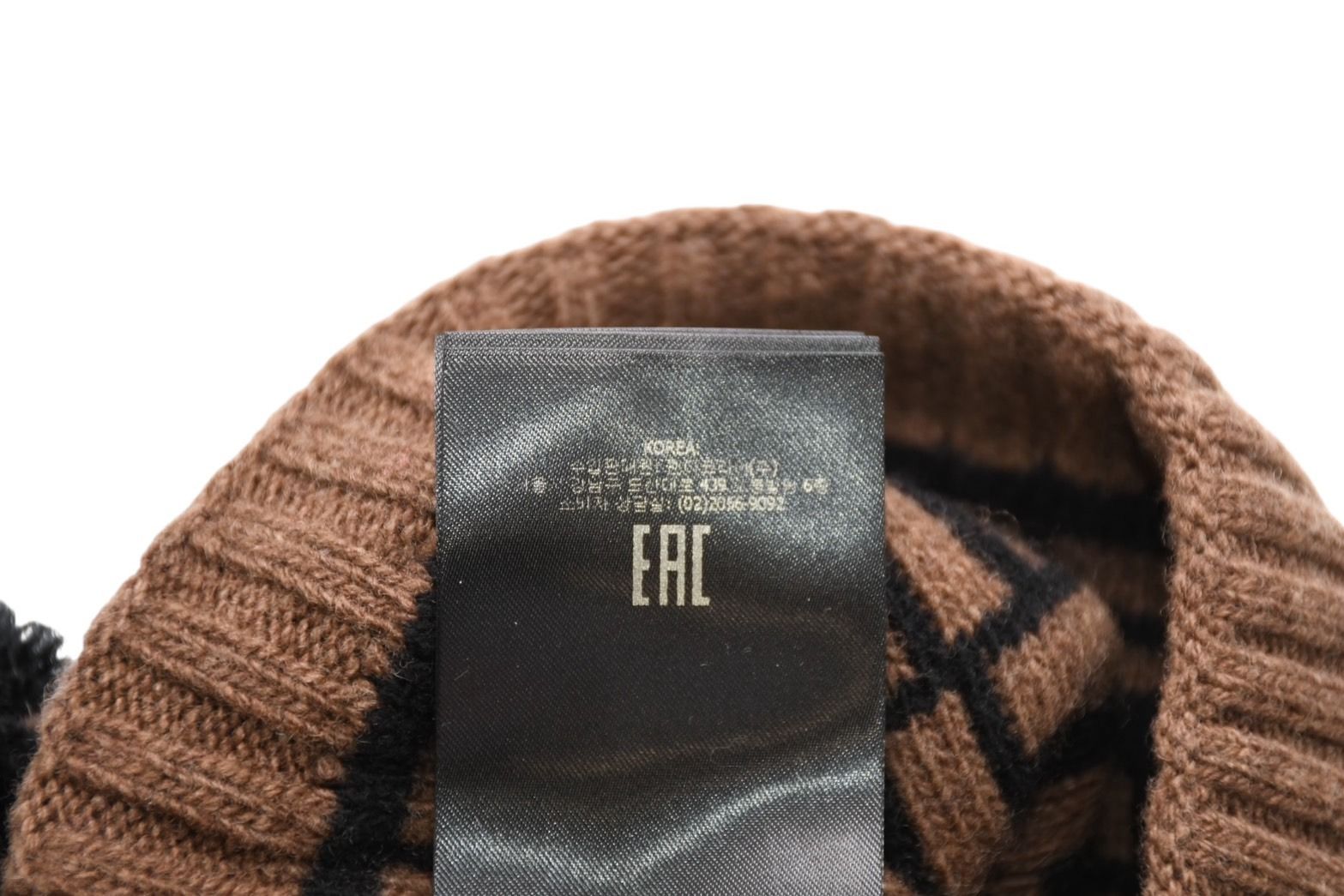 FENDI フェンディ ニット帽 帽子 65050010 ズッカ柄 ブラウン ブラック