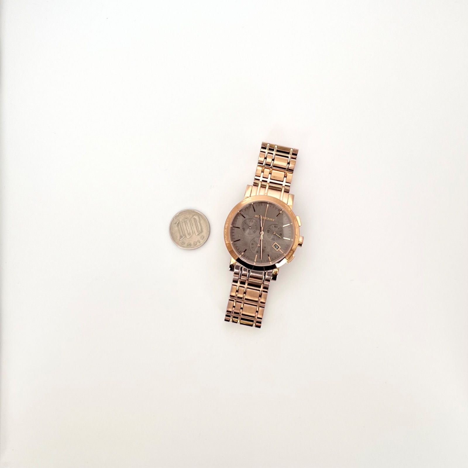 バーバリー BU1862 メンズ 腕時計 磨き済み クロノグラフ 美品