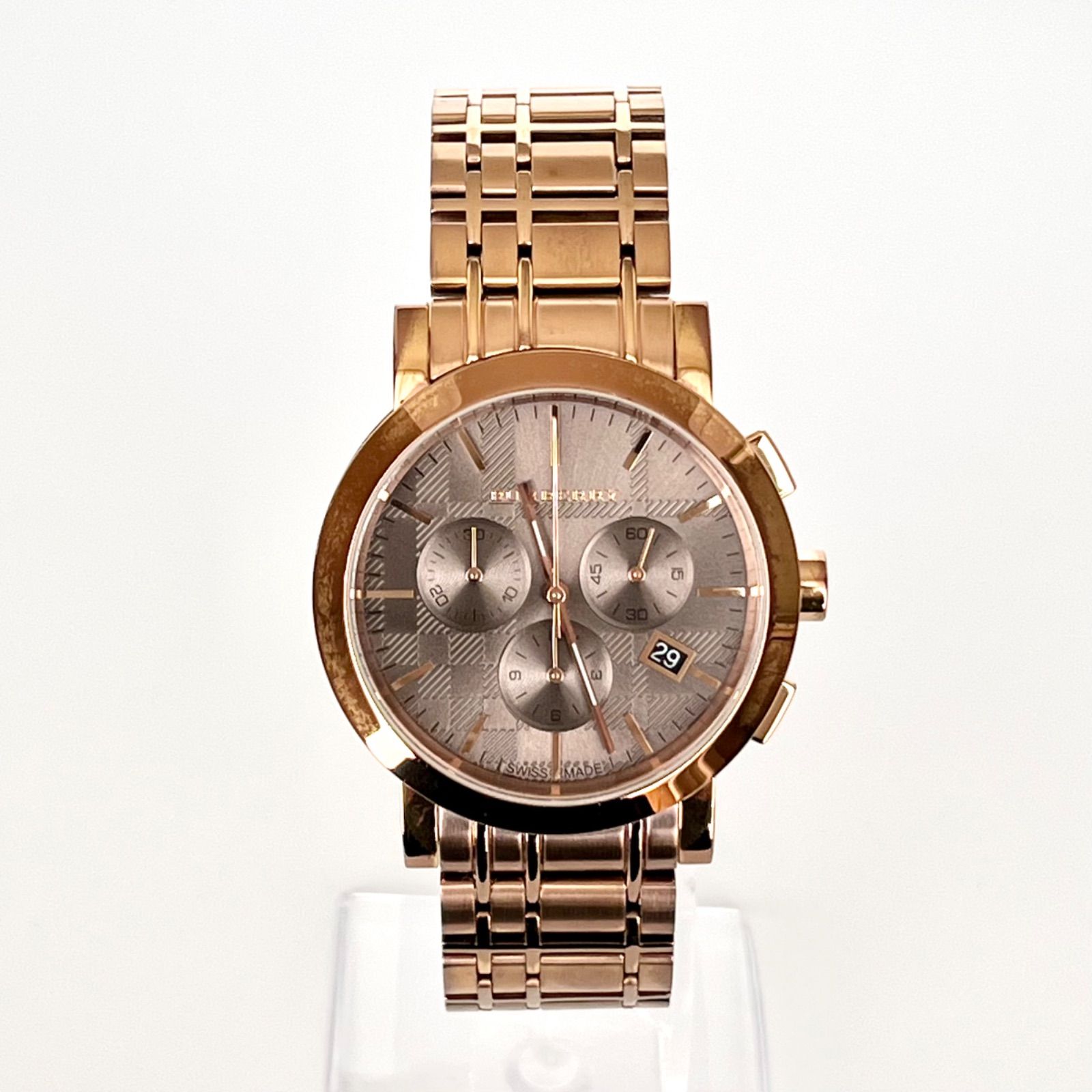 バーバリー BU1862 メンズ 腕時計 磨き済み クロノグラフ 美品