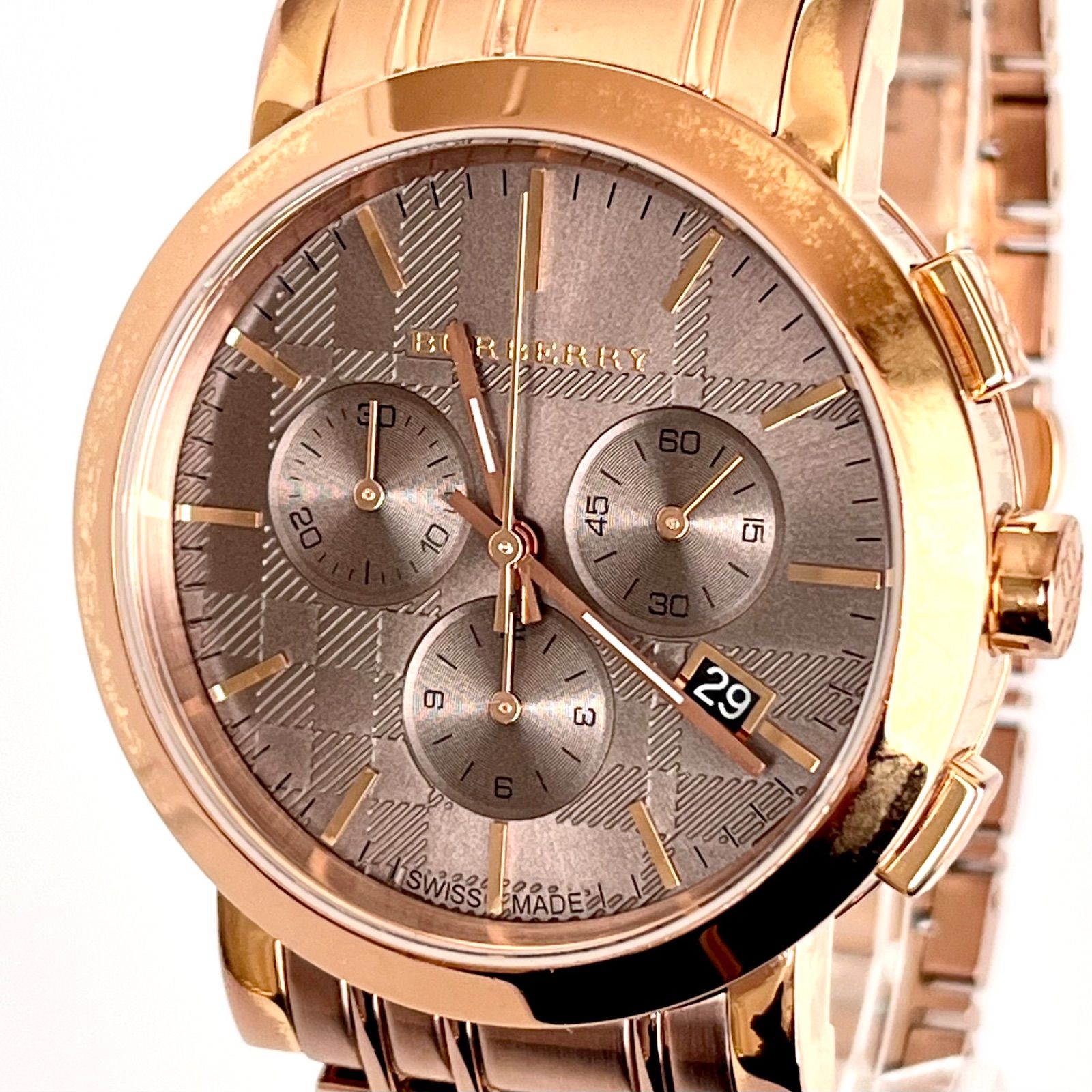 バーバリー BU1862 メンズ 腕時計 磨き済み クロノグラフ 美品