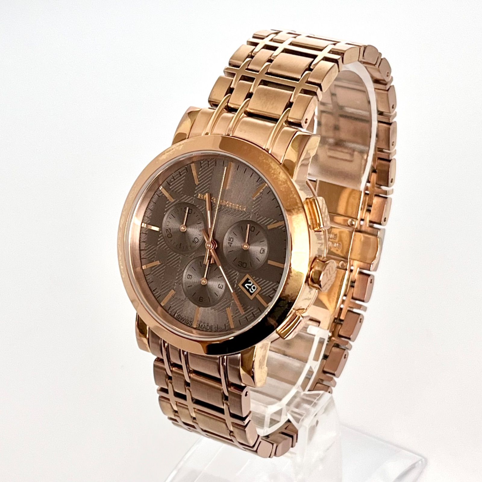 バーバリー BU1862 メンズ 腕時計 磨き済み クロノグラフ 美品