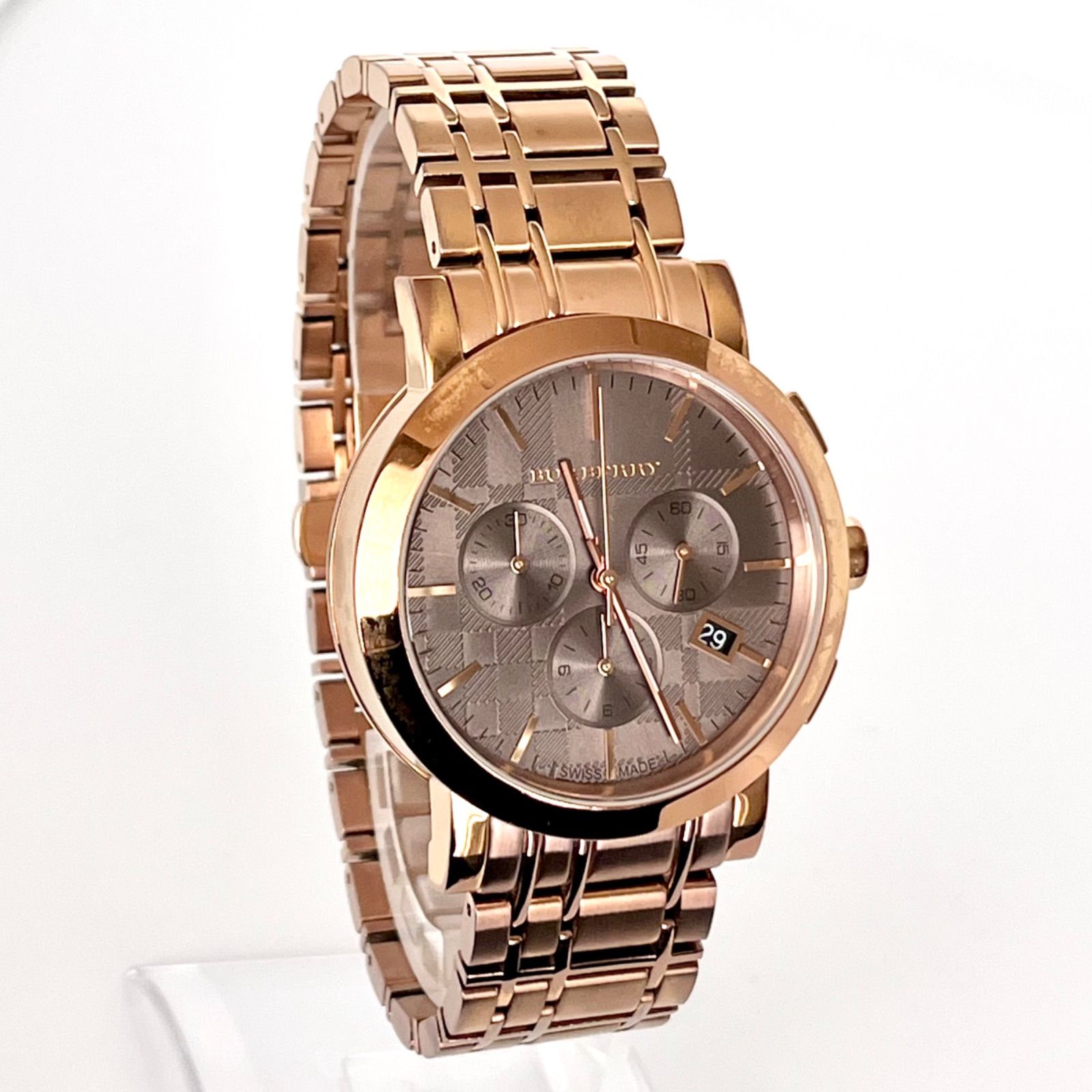 バーバリー BU1862 メンズ 腕時計 磨き済み クロノグラフ 美品