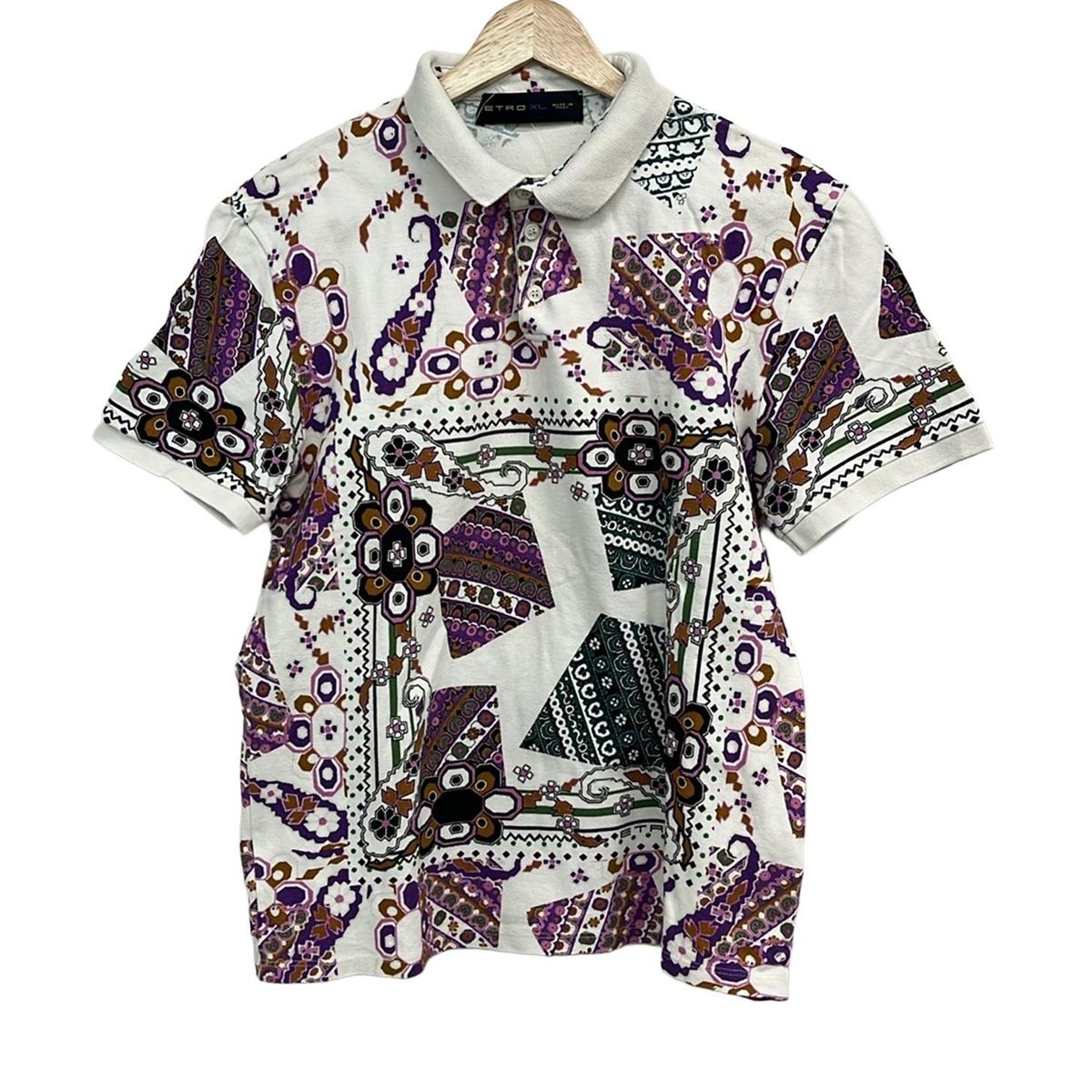 ETRO(エトロ) 半袖ポロシャツ サイズXL メンズ美品 - 白×パープル