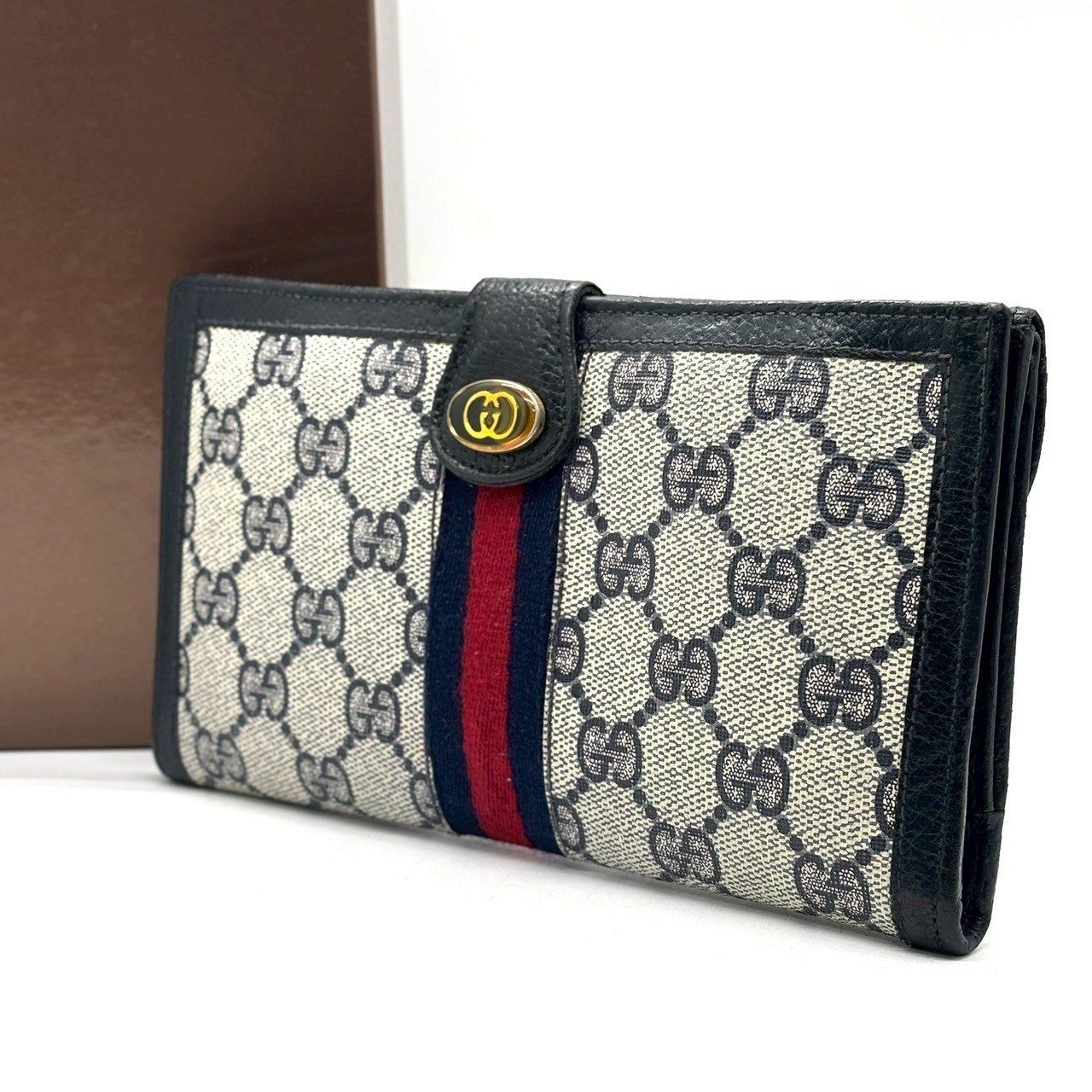 GUCCI オールド 長財布 シェリーライン GGスプリーム インターロッキング 大人の信頼配色】 GUCCI 長財布 GGスプリーム シェリーライン インター