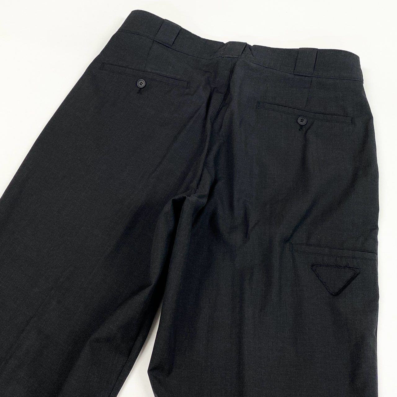 67b3 PRADA プラダ ウールスラックス ボトムパンツ 三角ロゴ 46サイズ